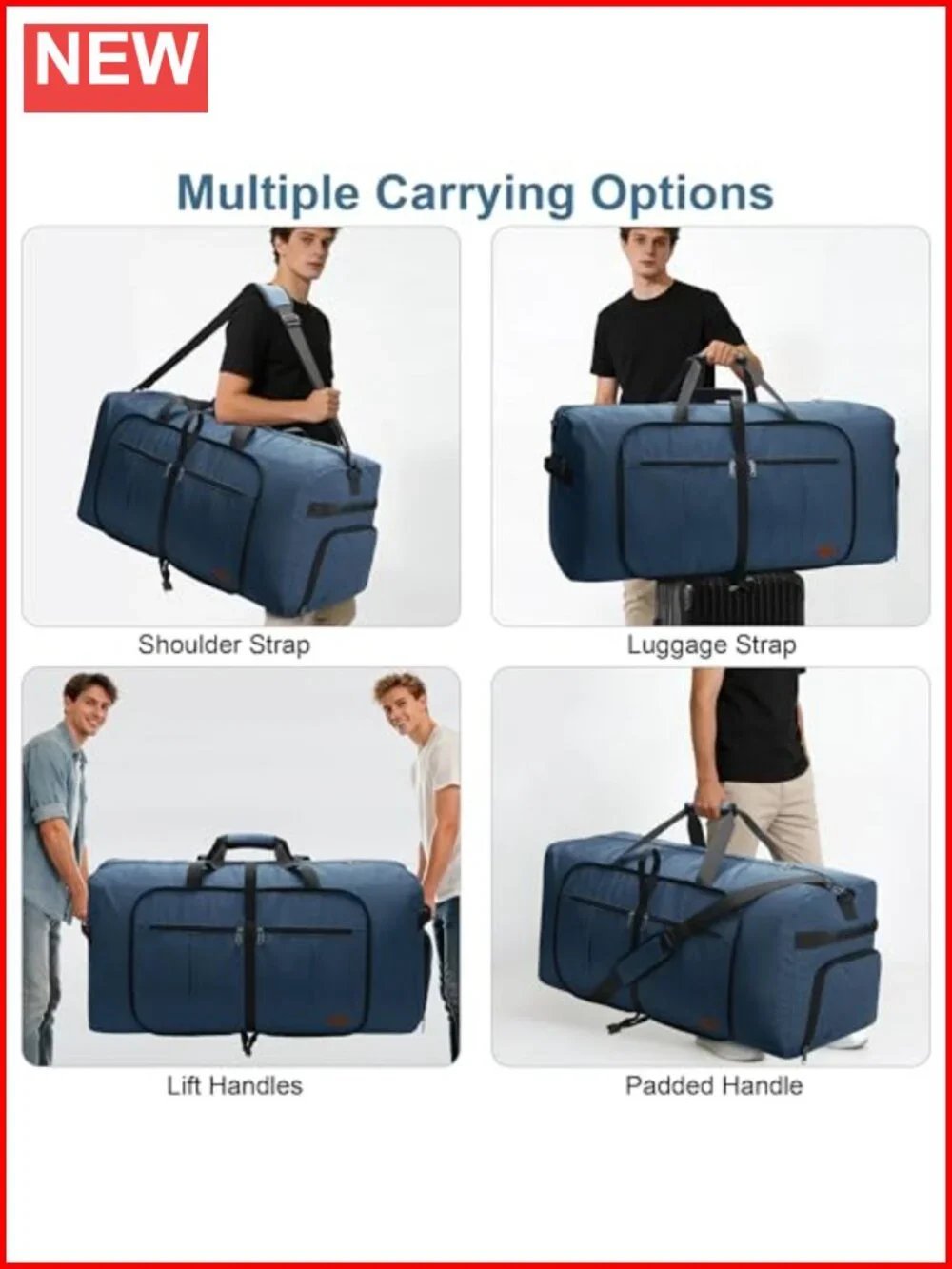 Foldable Waterproof Travel Duffel Bag with Shoe Compartment 120L